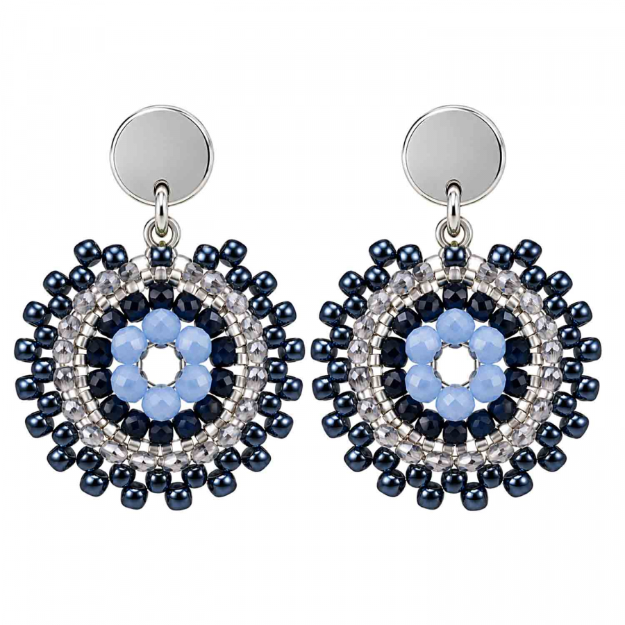 Boho Ohrhänger Nubia – Blau-Silber mit Edelstahlstecker