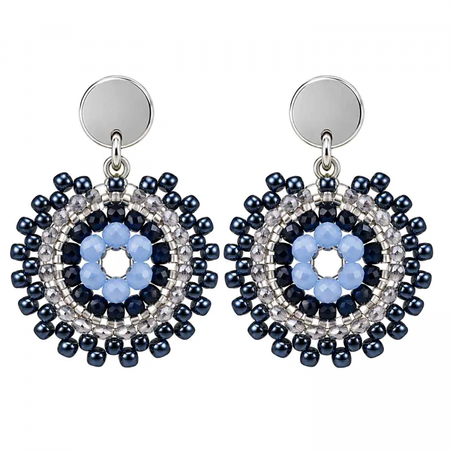 Boho Ohrhänger Nubia – Blau-Silber mit Edelstahlstecker