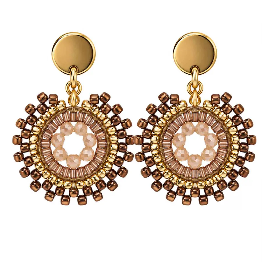 Boho Ohrhänger Nubia – Bronze, Gold & Champagner