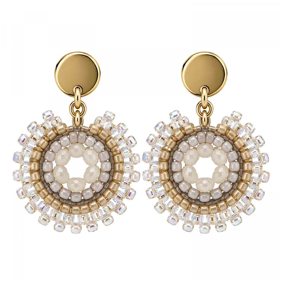 Boho Ohrhänger Nubia – Creme, Beige & Gold