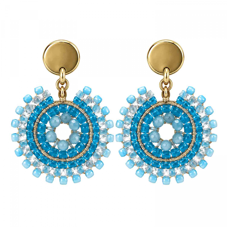 Boho Ohrhänger Nubia – Türkis, Hellblau & Gold