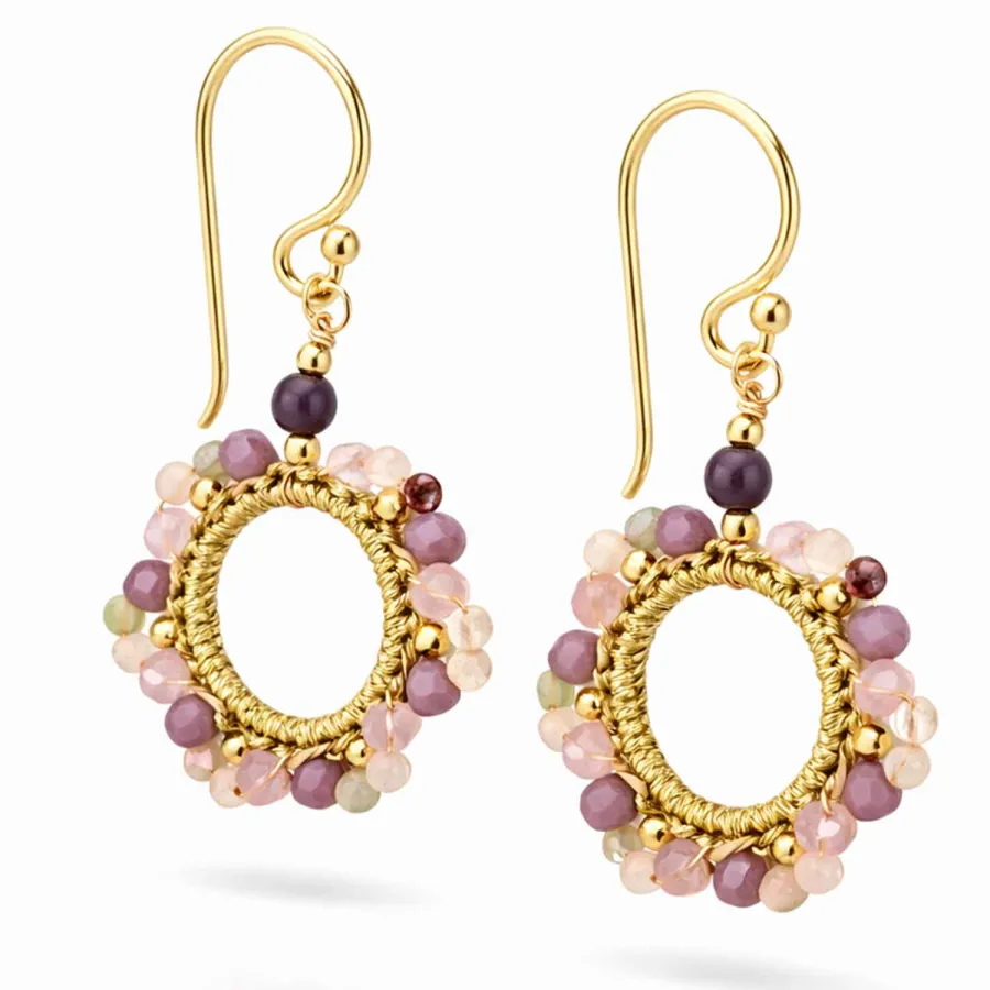 Ohrhänger Bindhi Mauve – Boho Perlen Ohrringe in Rosé & Violett