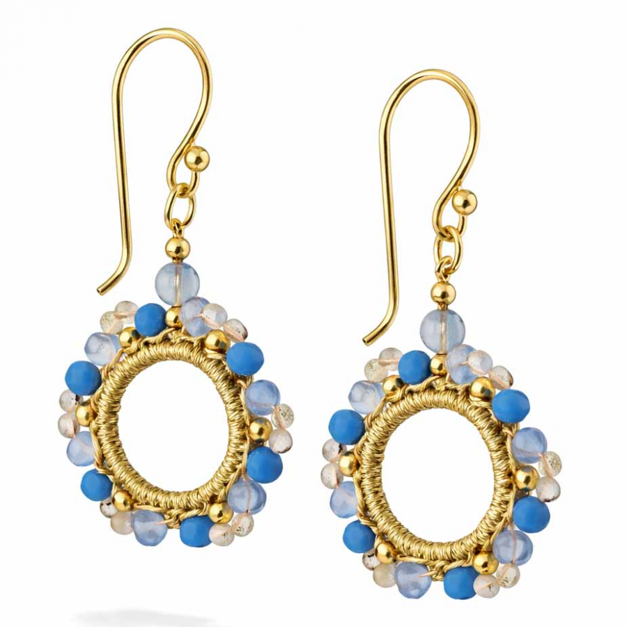 Ohrhänger Bindhi Ocean – Boho Perlen Ohrringe Blau & Gold