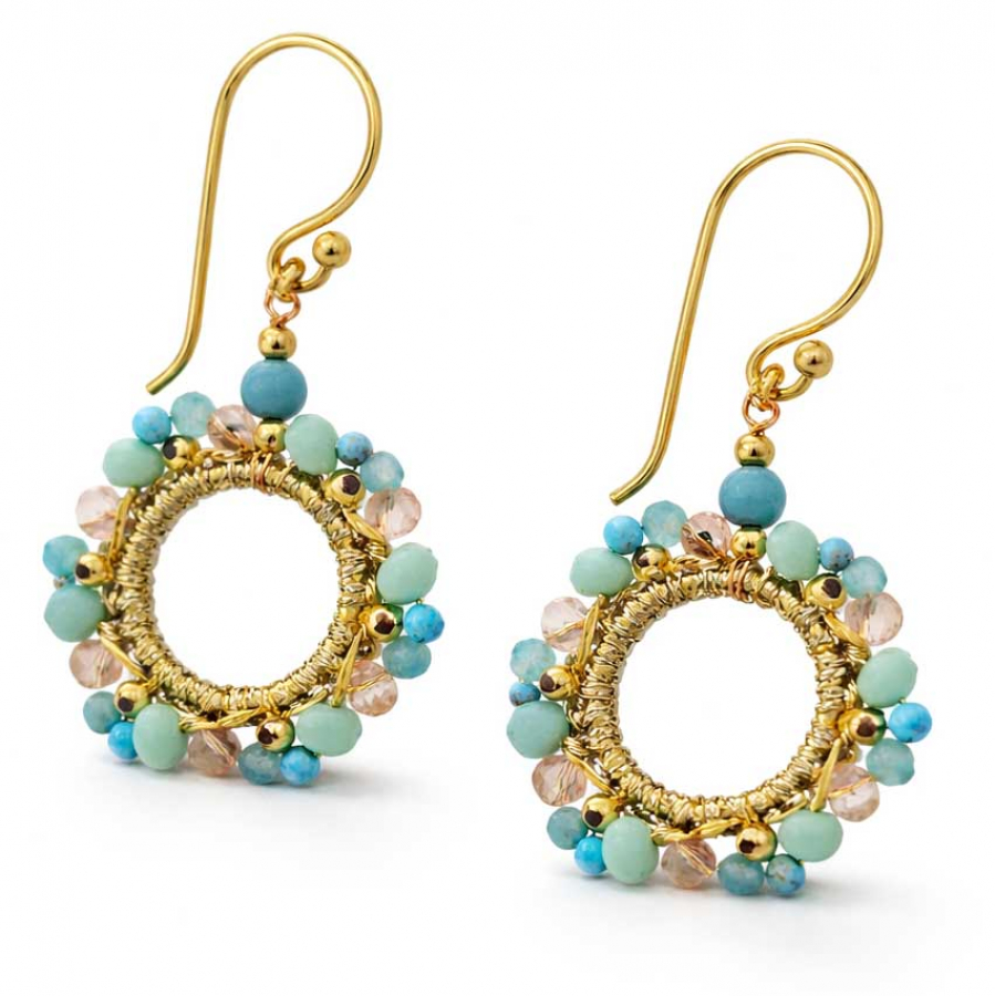 Ohrhänger Bindhi Lagoon – Boho Perlen Ohrringe Türkis & Mint