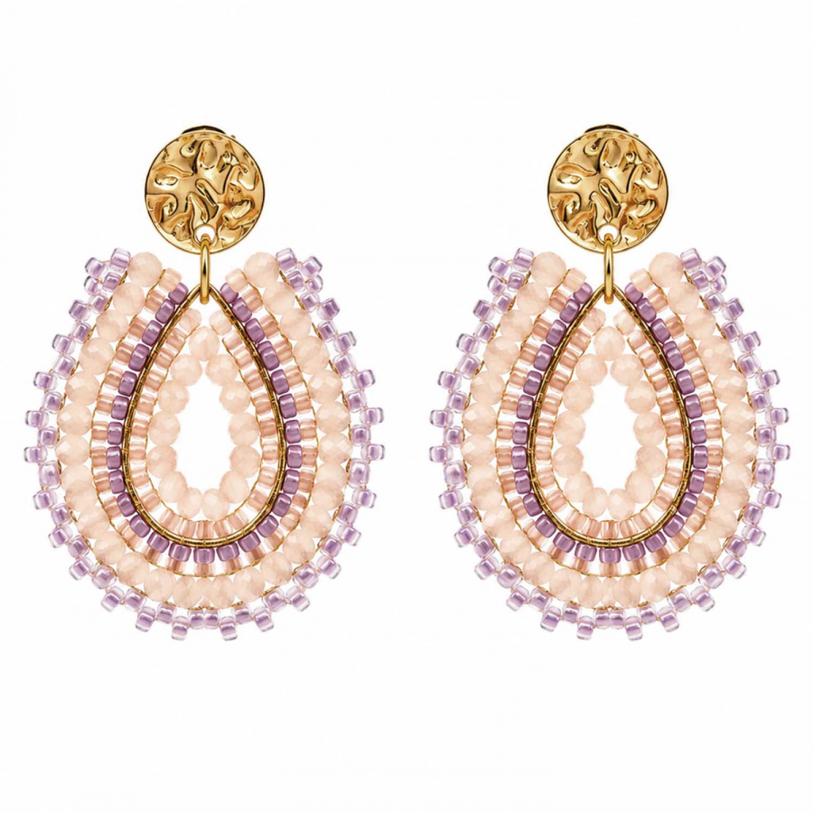 Quetza Ohrhänger Rosé-Lila – Handgefertigte Boho Ohrringe