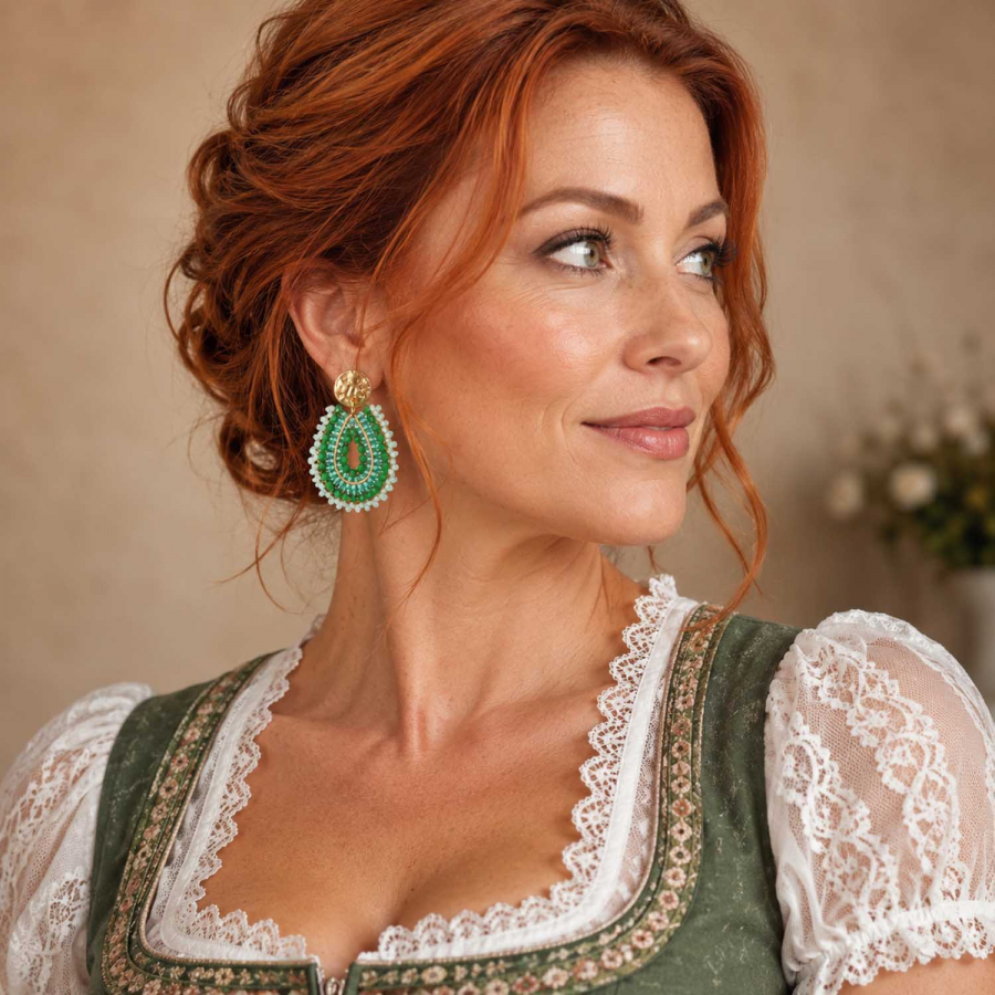 Preview: Quetza Ohrhänger Grün-Mint – Handgefertigte Statement Ohrringe