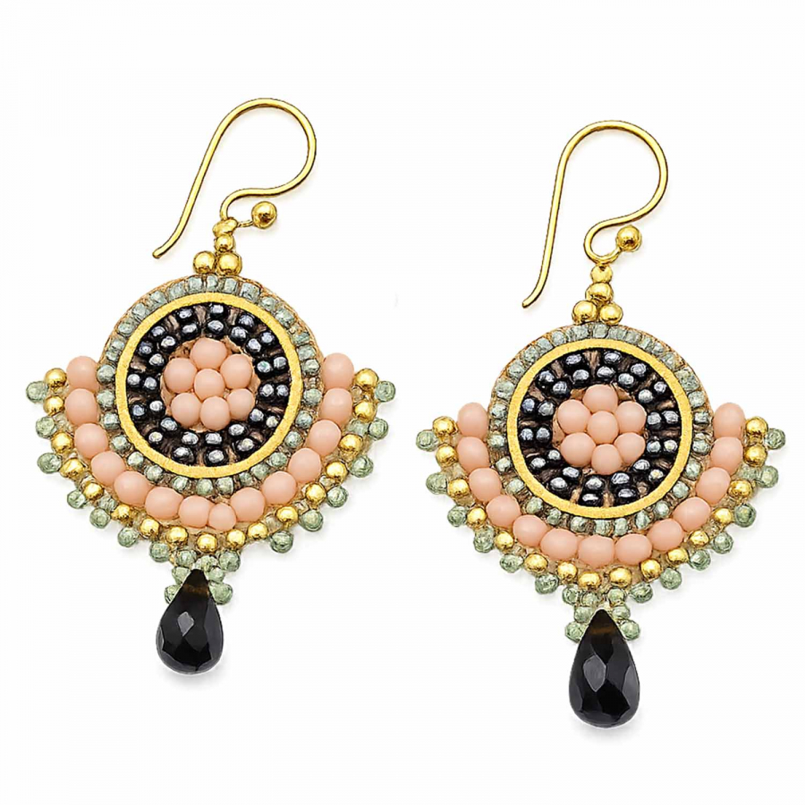 Ohrhänger Sirinda Beige – Handmade Boho Ohrringe mit Glasperlen und Edelstahl