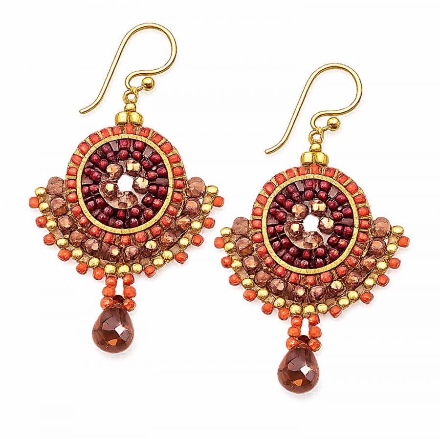Ohrhänger Sirinda Terracotta – Handmade Boho Ohrringe mit Glasperlen und Edelstahl