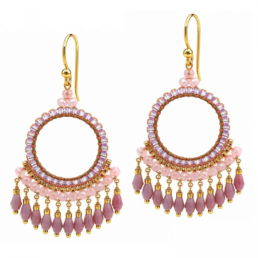 Ohrhänger Haiti – Boho Ohrringe Rosa-Flieder & Gold