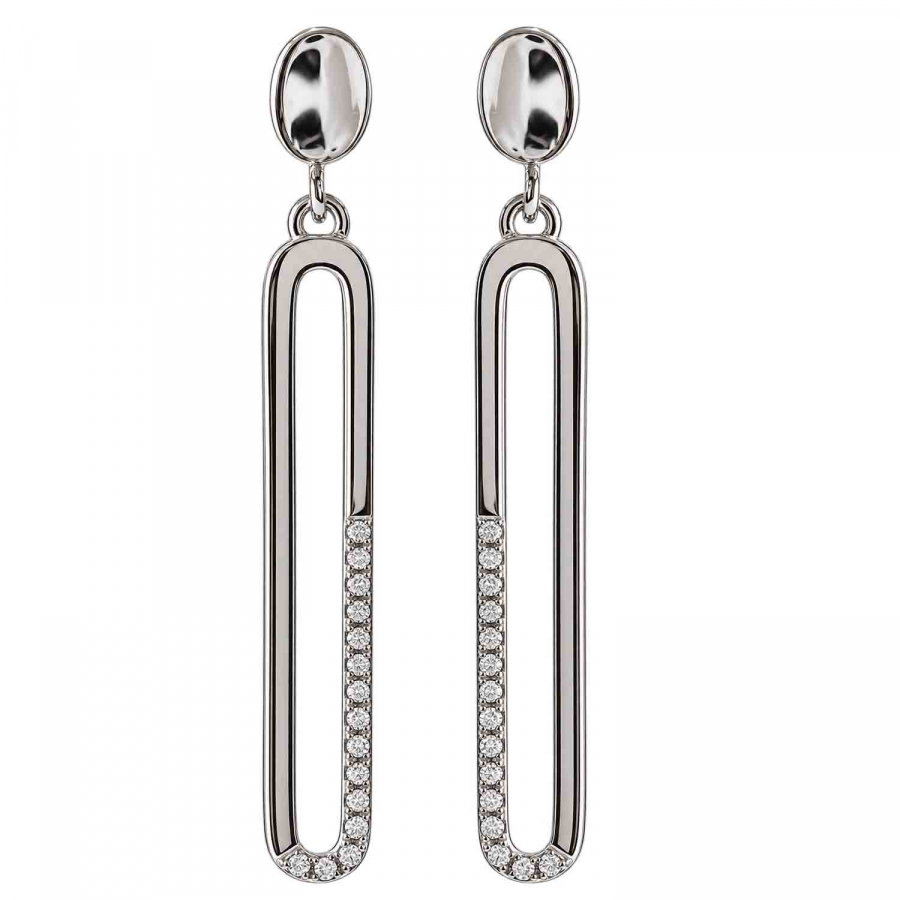 Vivi – Ohrringe aus 925 Silber rhodiniert mit Zirkonia, 36 × 5 mm