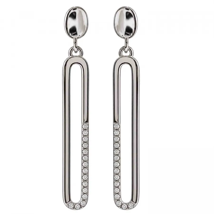 Vivi – Ohrringe aus 925 Silber rhodiniert mit Zirkonia, 36 × 5 mm