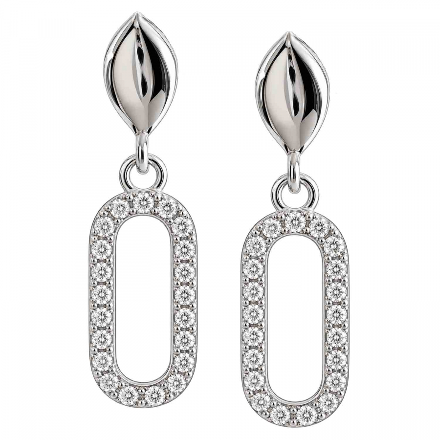 Mimi – Ohrringe aus 925 Silber rhodiniert mit Zirkonia, 23 × 6 mm