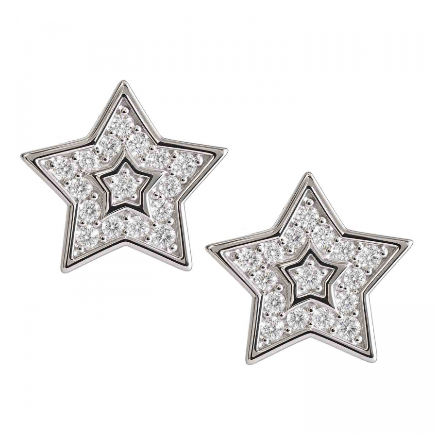 Talia – Stern-Ohrstecker aus 925 Silber rhodiniert mit Zirkonia, 10 mm