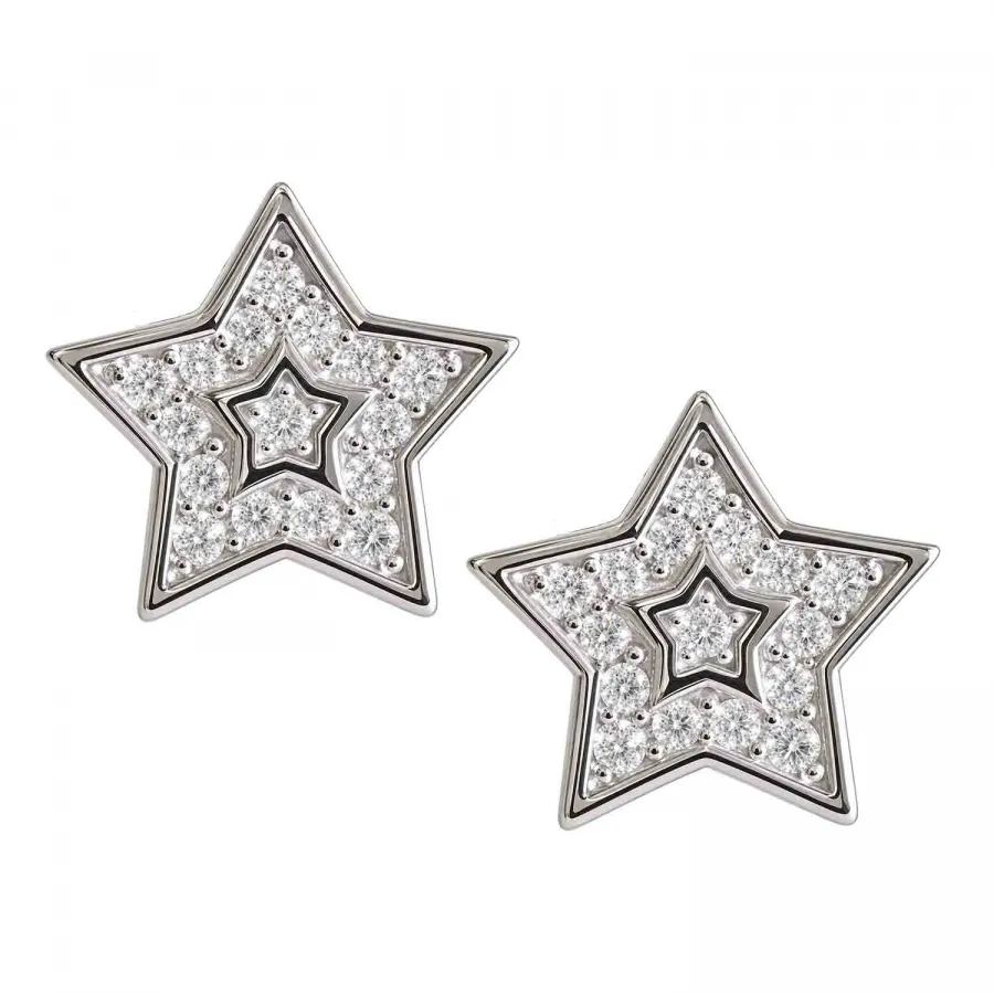 Talia – Stern-Ohrstecker aus 925 Silber rhodiniert mit Zirkonia, 10 mm