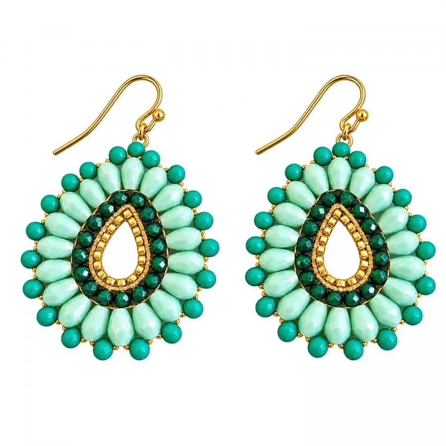 Ohrhänger Patil – Boho-Tropfen in Mint und Türkis