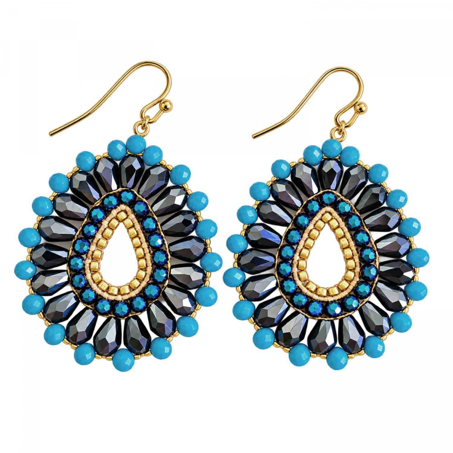 Ohrhänger Patil – Boho-Tropfen in Blau