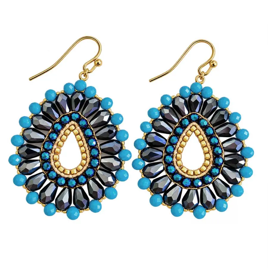 Ohrhänger Patil – Boho-Tropfen in Blau