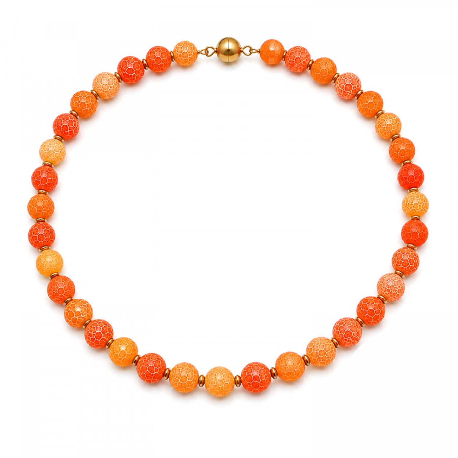 Handgearbeitete Achatkette in Orange mit Magnetverschluss