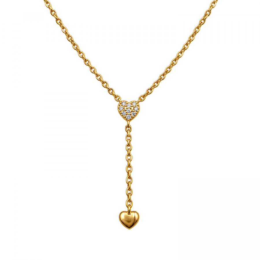 Arabella – Y-Kette aus 925 Sterling Silber vergoldet mit Herzen und Zirkonia