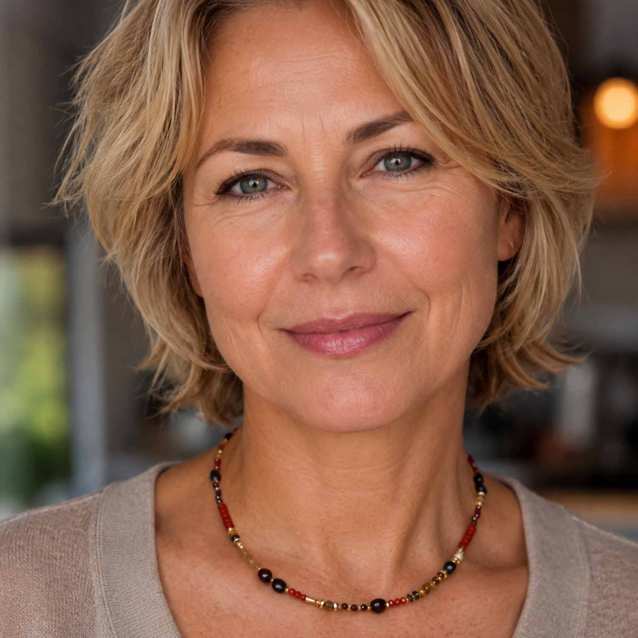 Preview: Amita Edelstein Kette mit Granat, Karneol, Achat & Jaspis