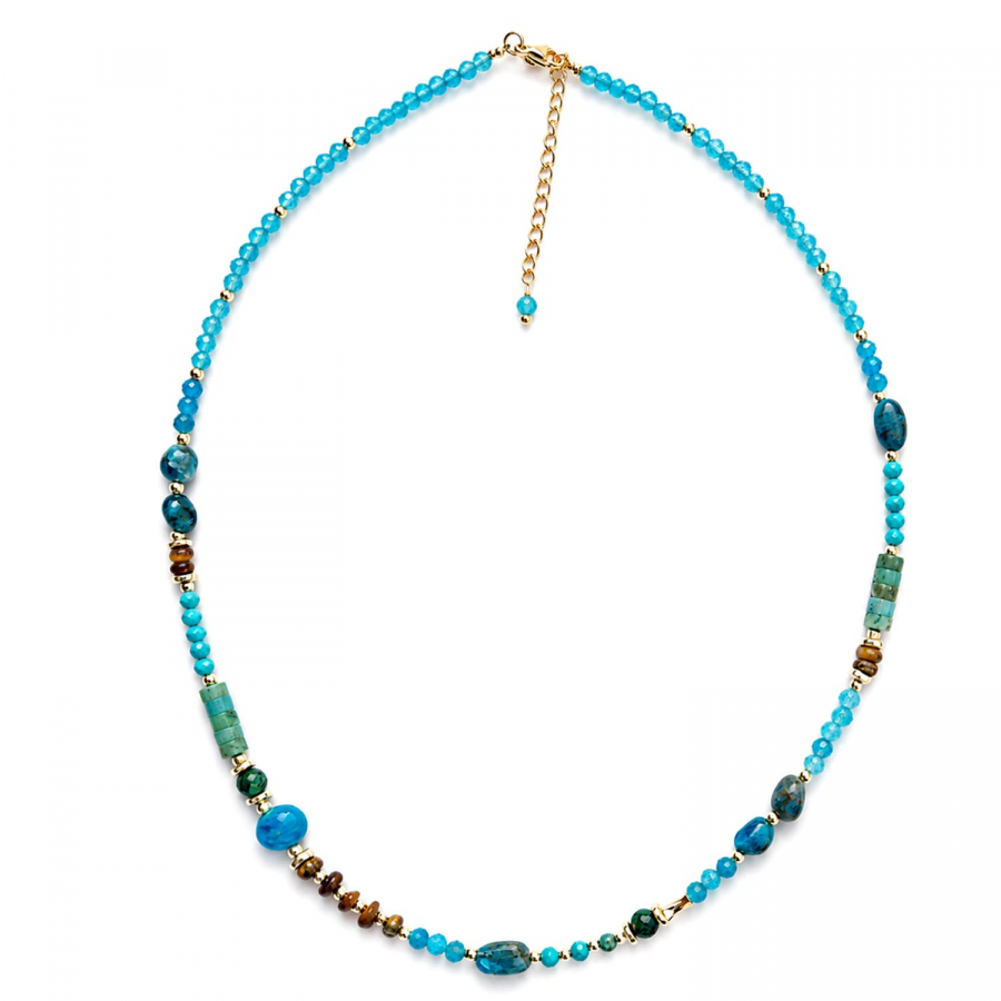 Amita Edelstein Kette mit Apatit, Amazonit & Tigerauge