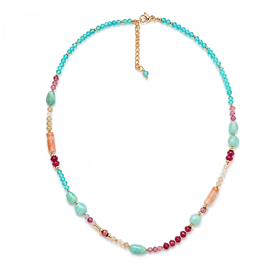 Kette Amita mit Amazonit, pink Aventurin und pink Turmalin