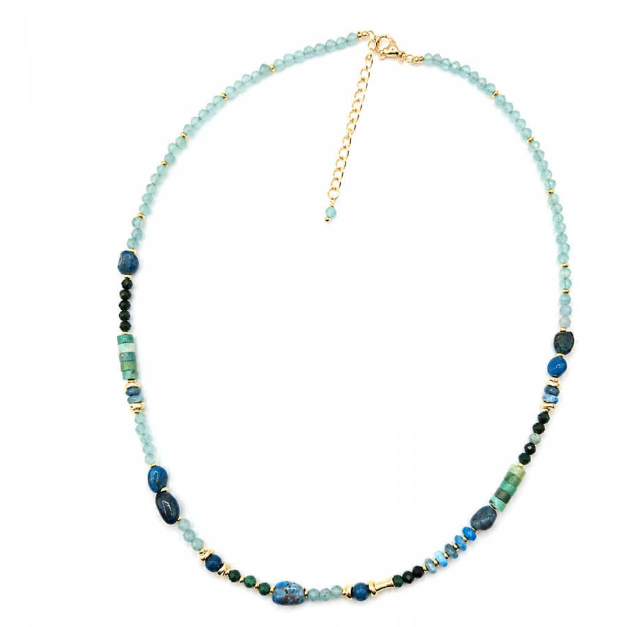 Amita Edelstein Kette mit Apatit, Türkis & Moosachat