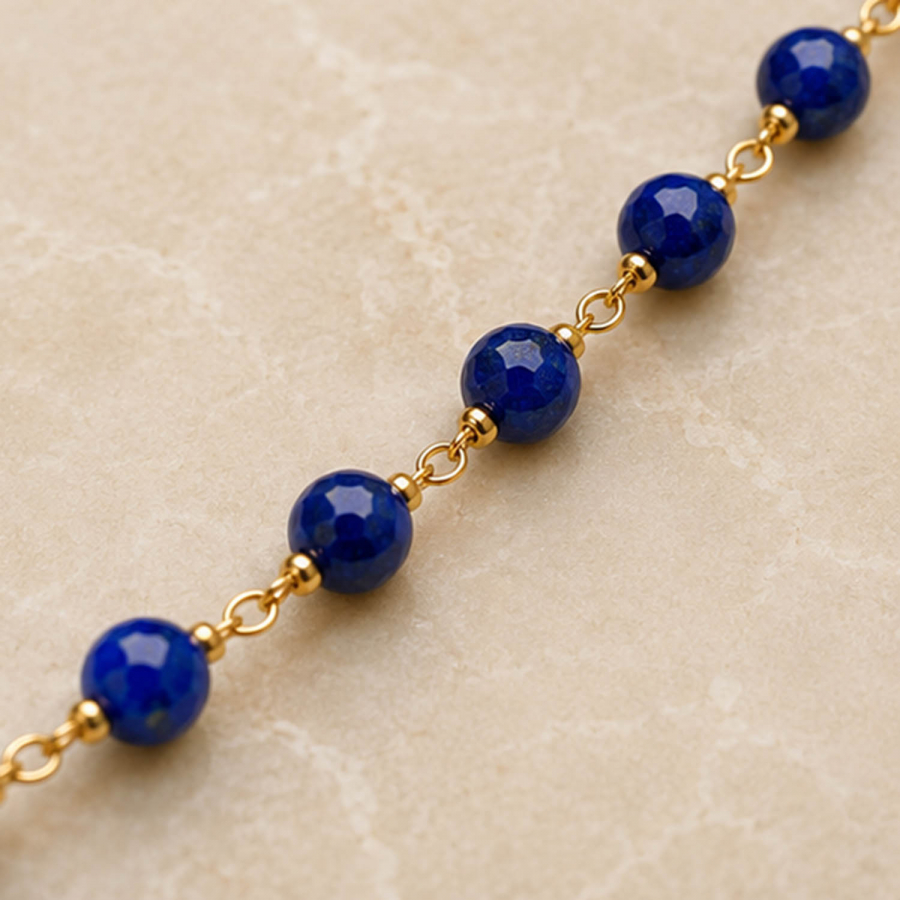 Preview: Sodalith Edelstein Kette vergoldet aus Edelstahl