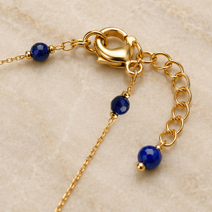 Preview: Sodalith Edelstein Kette vergoldet aus Edelstahl