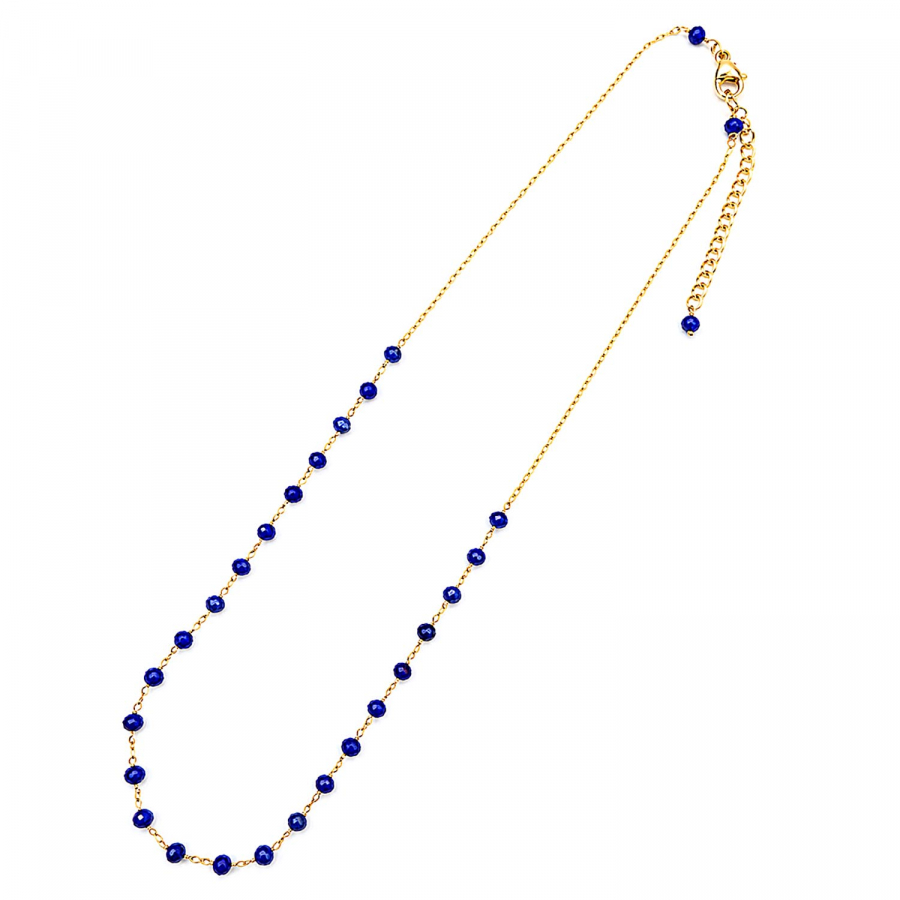 Sodalith Edelstein Kette vergoldet aus Edelstahl