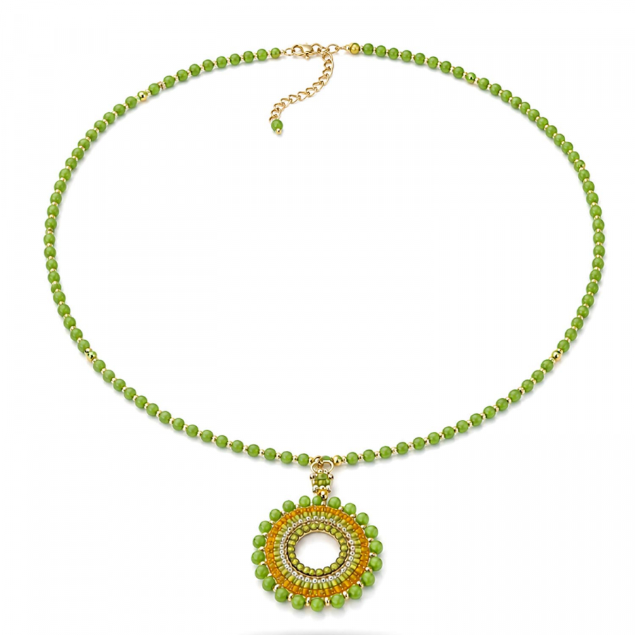 Leyla Boho Kette Grün – Handgemachte Perlenkette aus Thailand