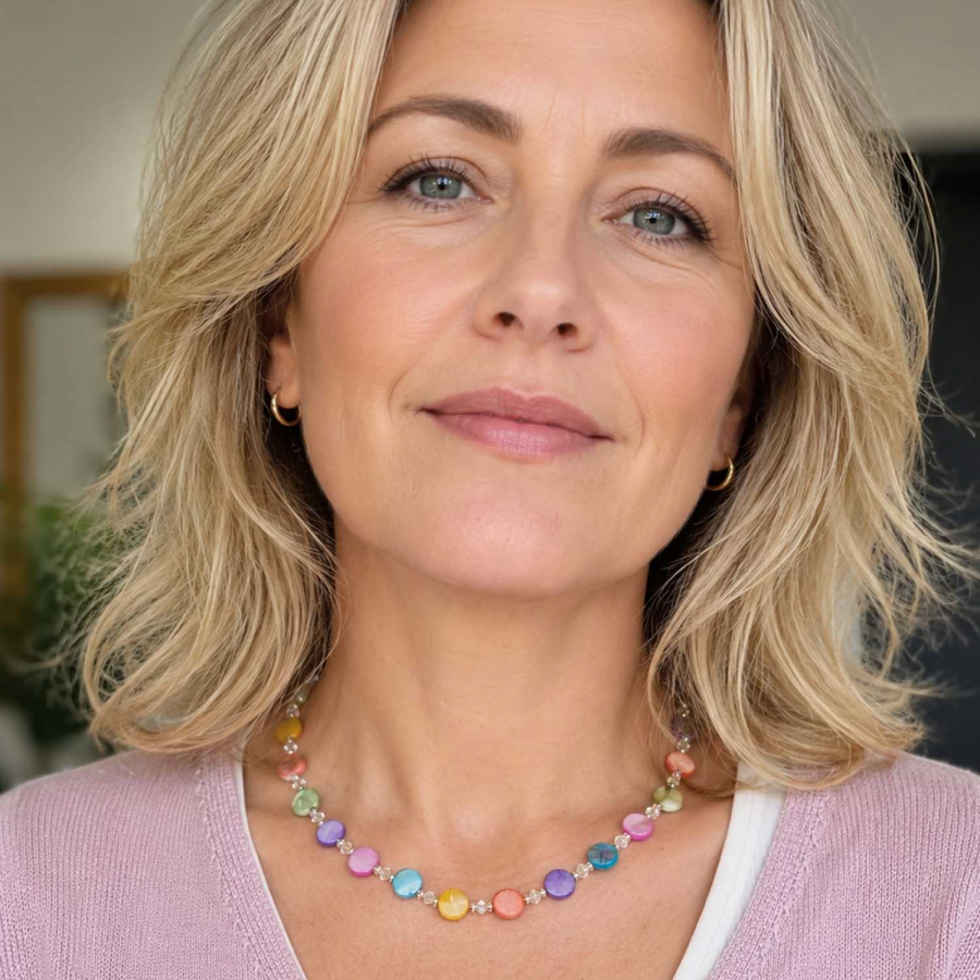 Preview: Kette Cordula – Farbenfroher Perlmutt-Schmuck mit Magnetverschluss
