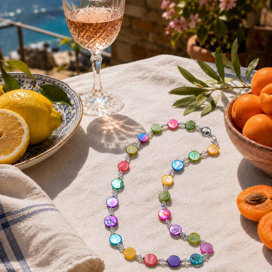Preview: Kette Cordula – Farbenfroher Perlmutt-Schmuck mit Magnetverschluss