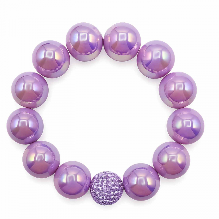 Armband Glam Lavender Pearl – 16 mm Perlen mit Kristallkugel