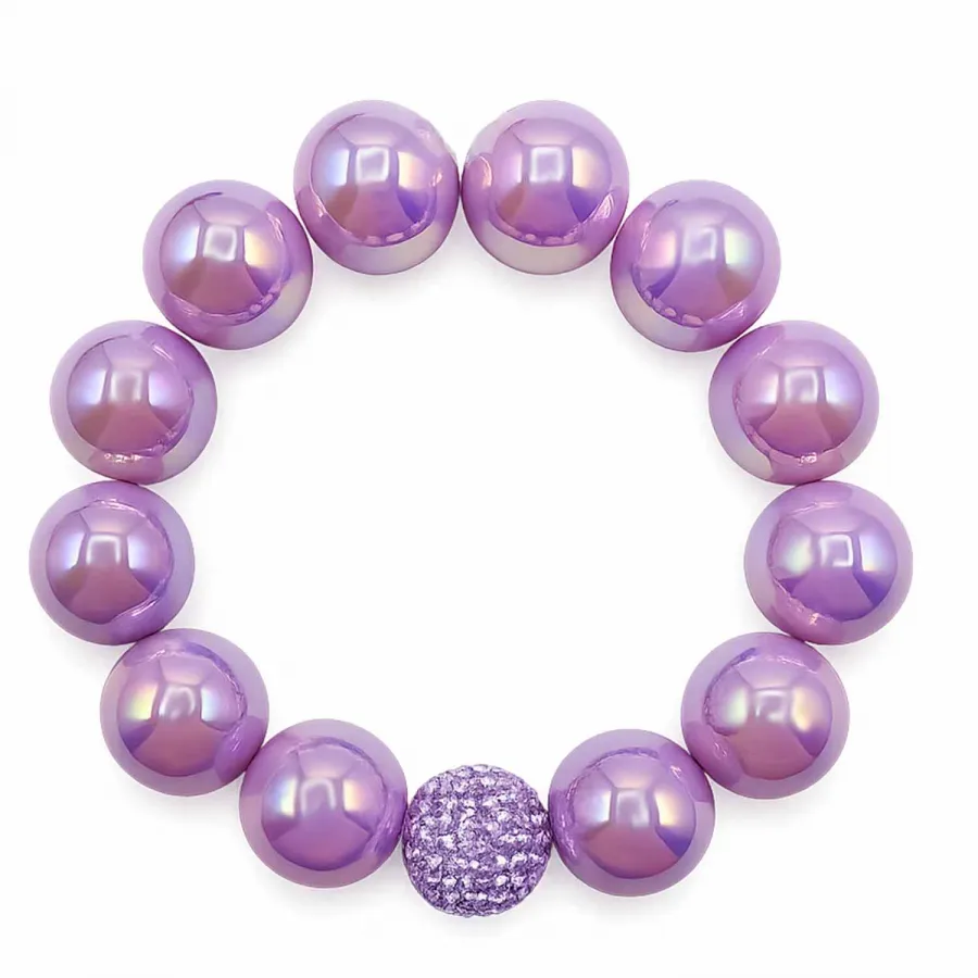 Armband Glam Lavender Pearl – 16 mm Perlen mit Kristallkugel