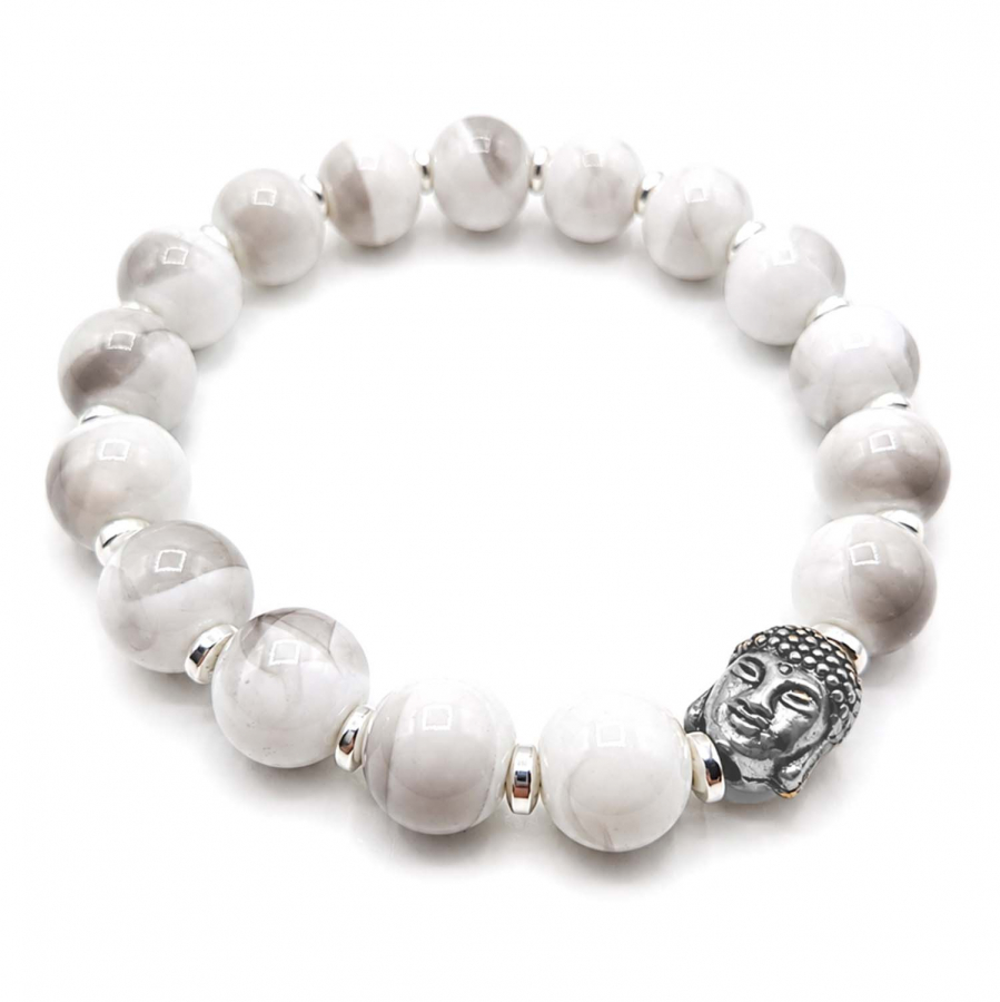 Armband Beach Weiss-Grau Keramikperlen