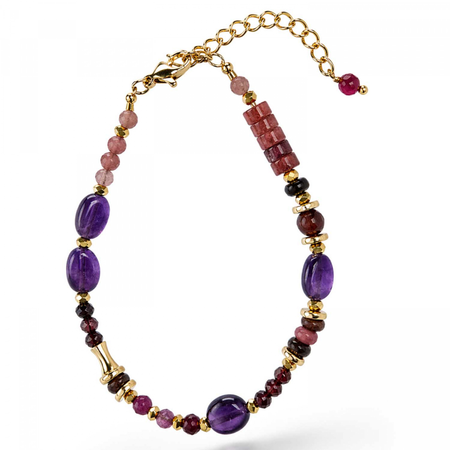 Armband Amita – Amethyst, Rubin, Granat & Rosenquarz