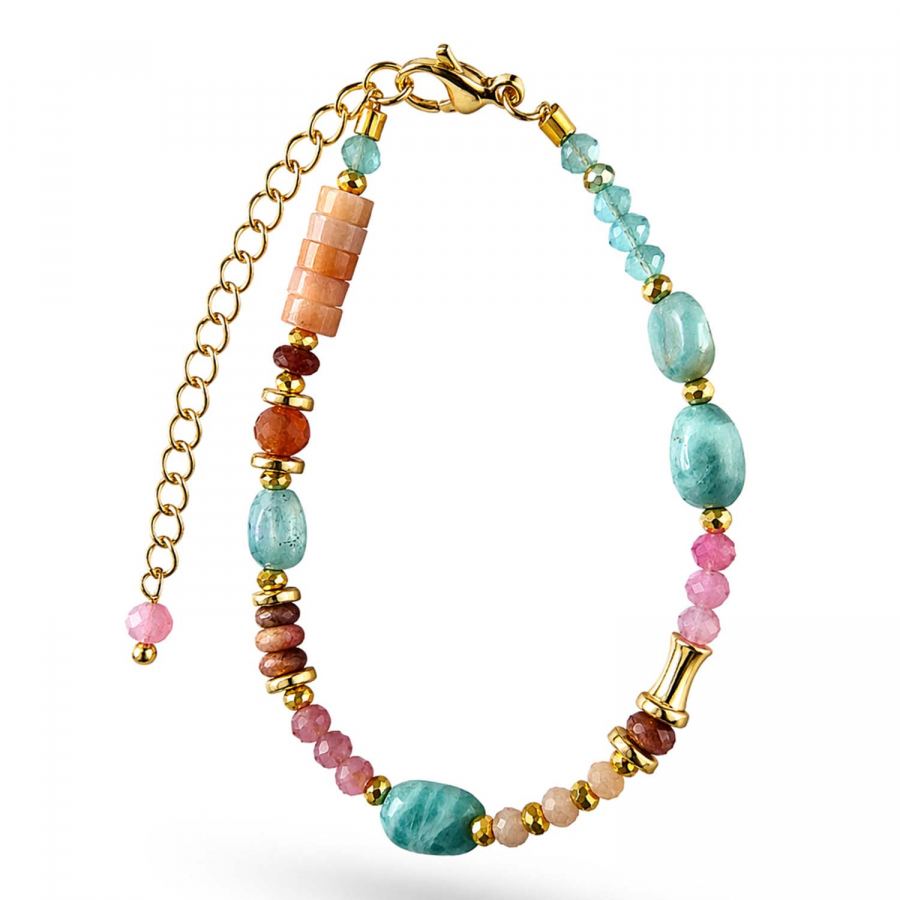 Armband Amita – Amazonit, pink Aventurin & pink Turmalin