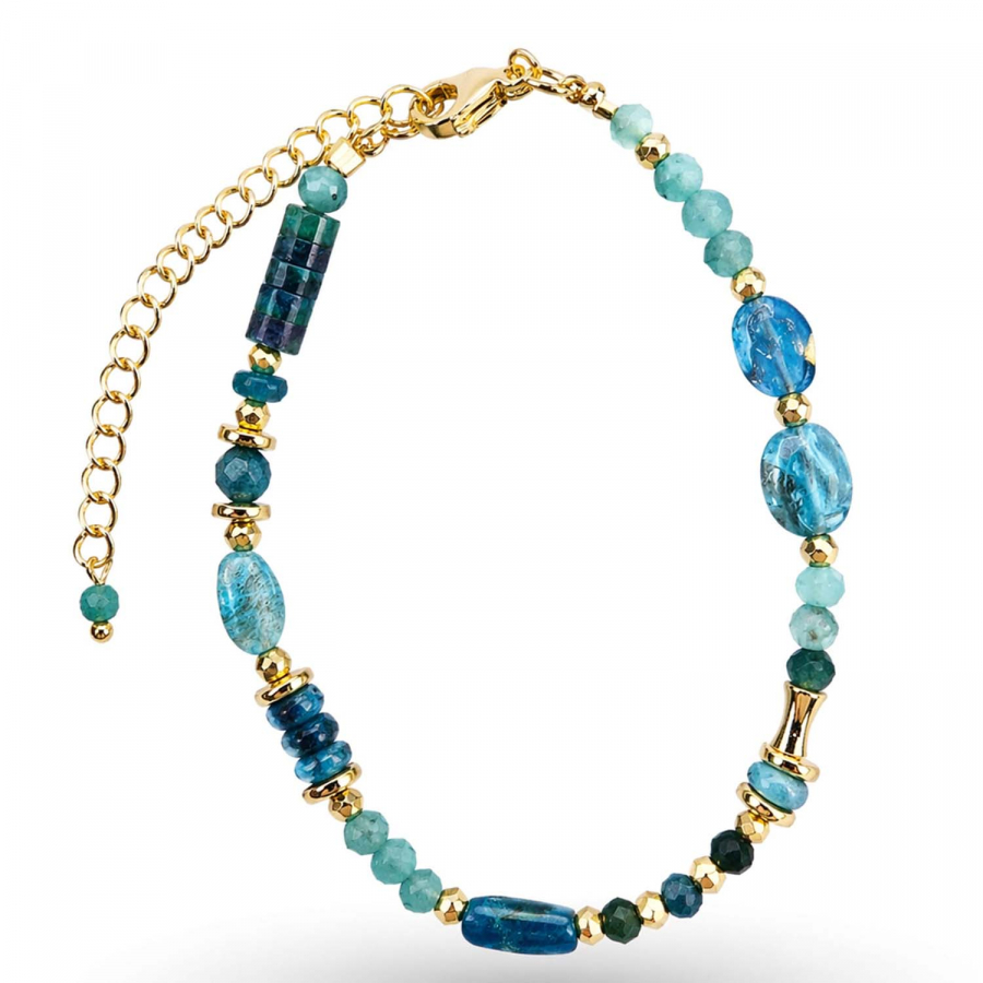 Armband Amita – Apatit, Türkis & Moosachat