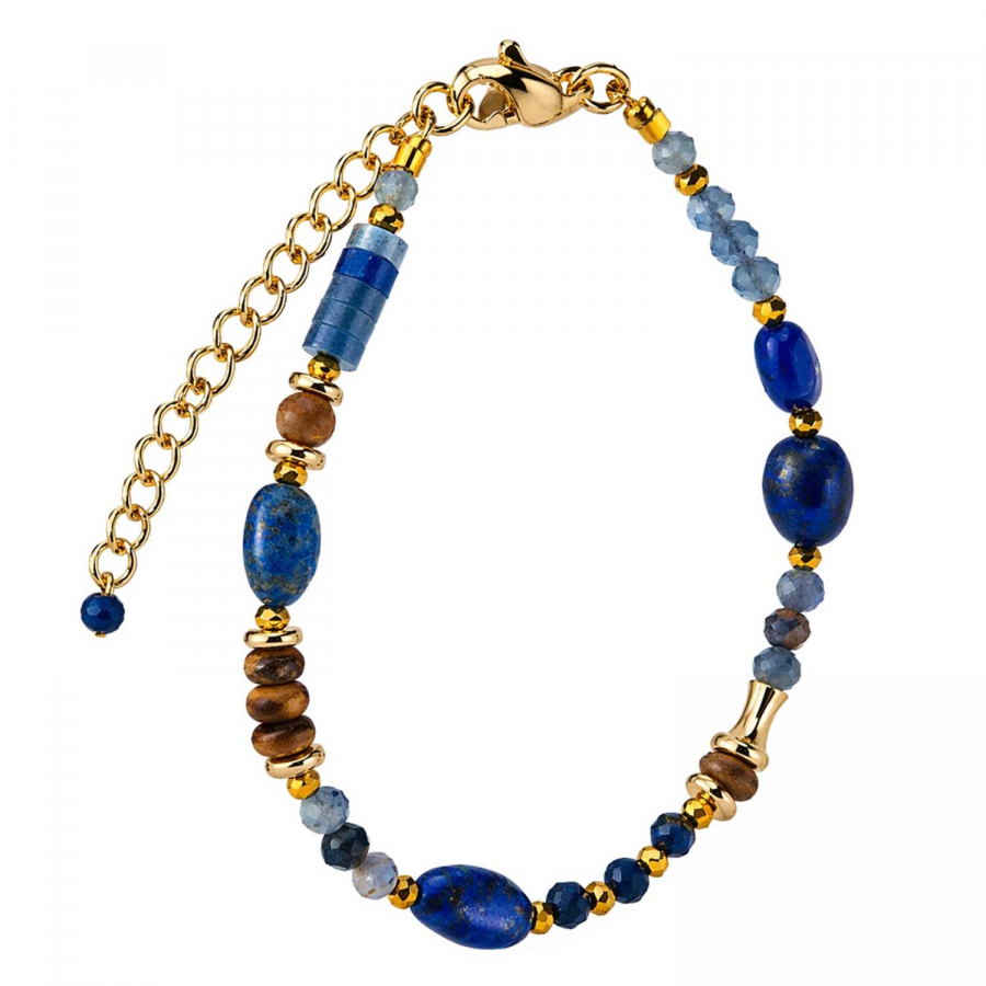 Armband Amita – Sodalith, Tigerauge & Aquamarin
