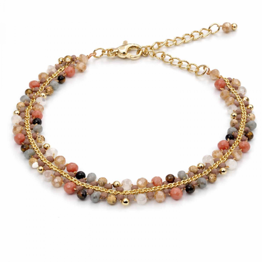 Armband Mayari – Edelstahl mit facettierten Glasperlen