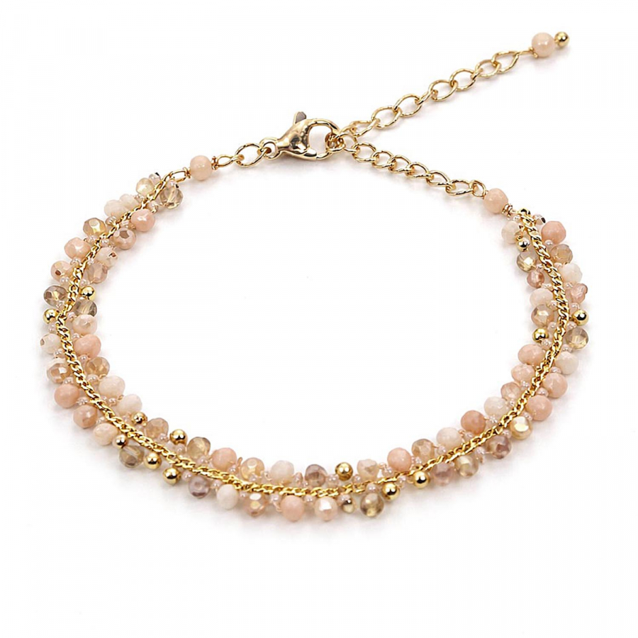 Armband Mayari – Edelstahl mit roséfarbenen Glasperlen
