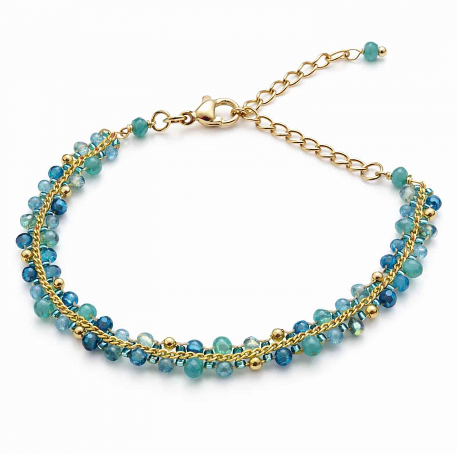 Armband Mayari – Edelstahl mit blauen Glasperlen
