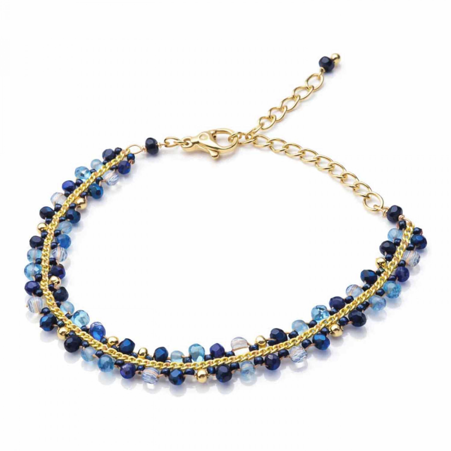 Armband Mayari – Edelstahl mit blauen Glasperlen