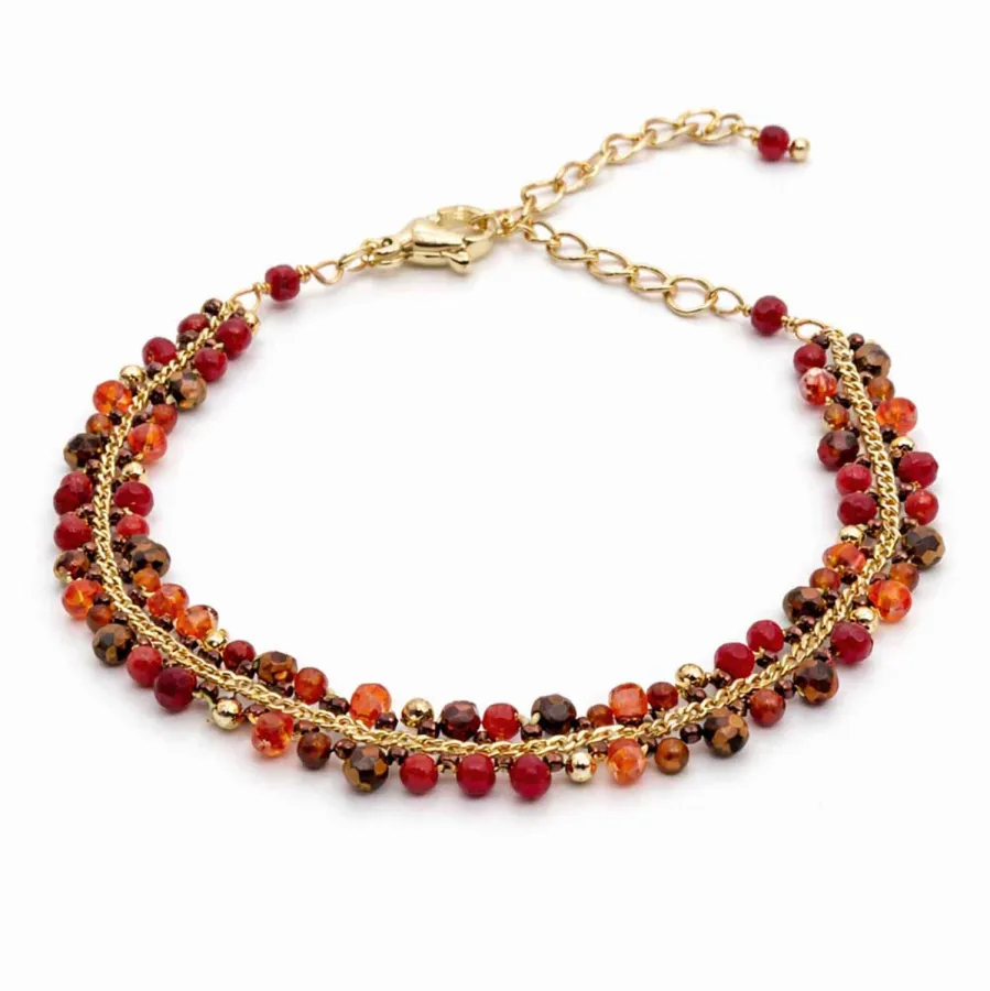 Armband Mayari – Edelstahl mit roten Glasperlen