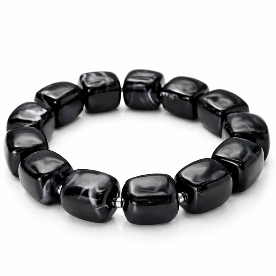 Armband Mora Schwarz – Elastisches Armband mit glänzenden Würfelperlen