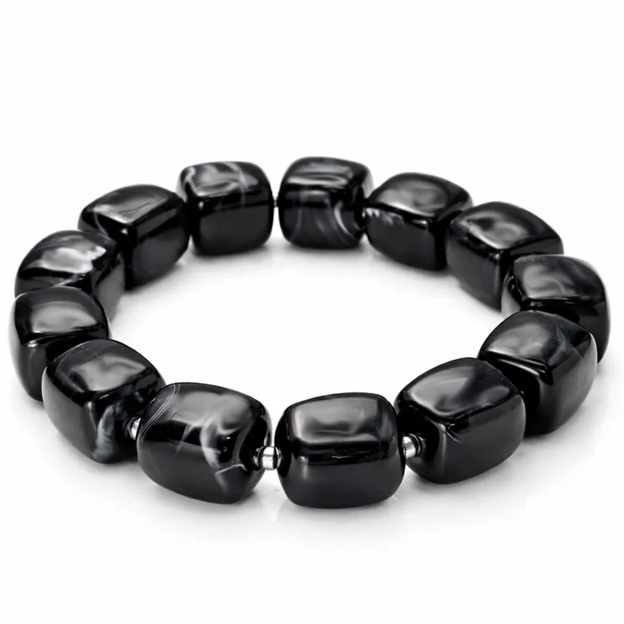 Armband Mora Schwarz – Elastisches Armband mit glänzenden Würfelperlen