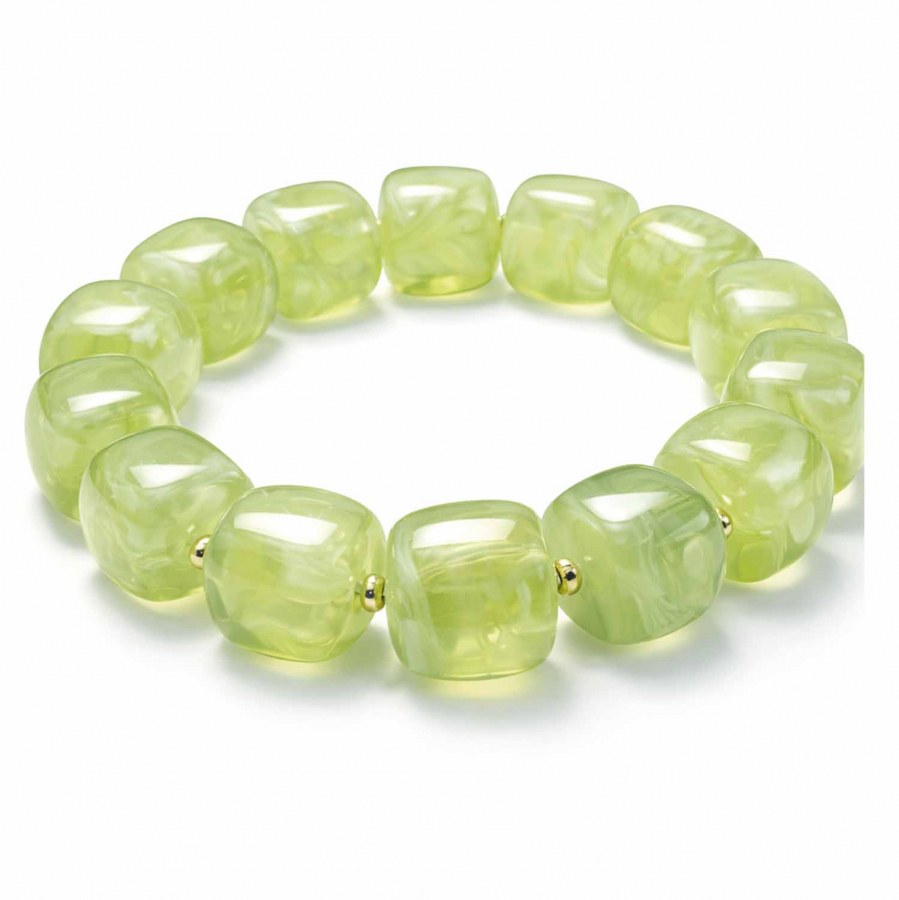 Armband Mora Lemon – Elastisches Armband mit glänzenden Würfelperlen