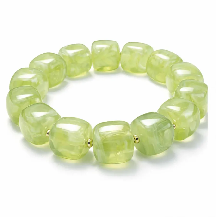 Armband Mora Lemon – Elastisches Armband mit glänzenden Würfelperlen