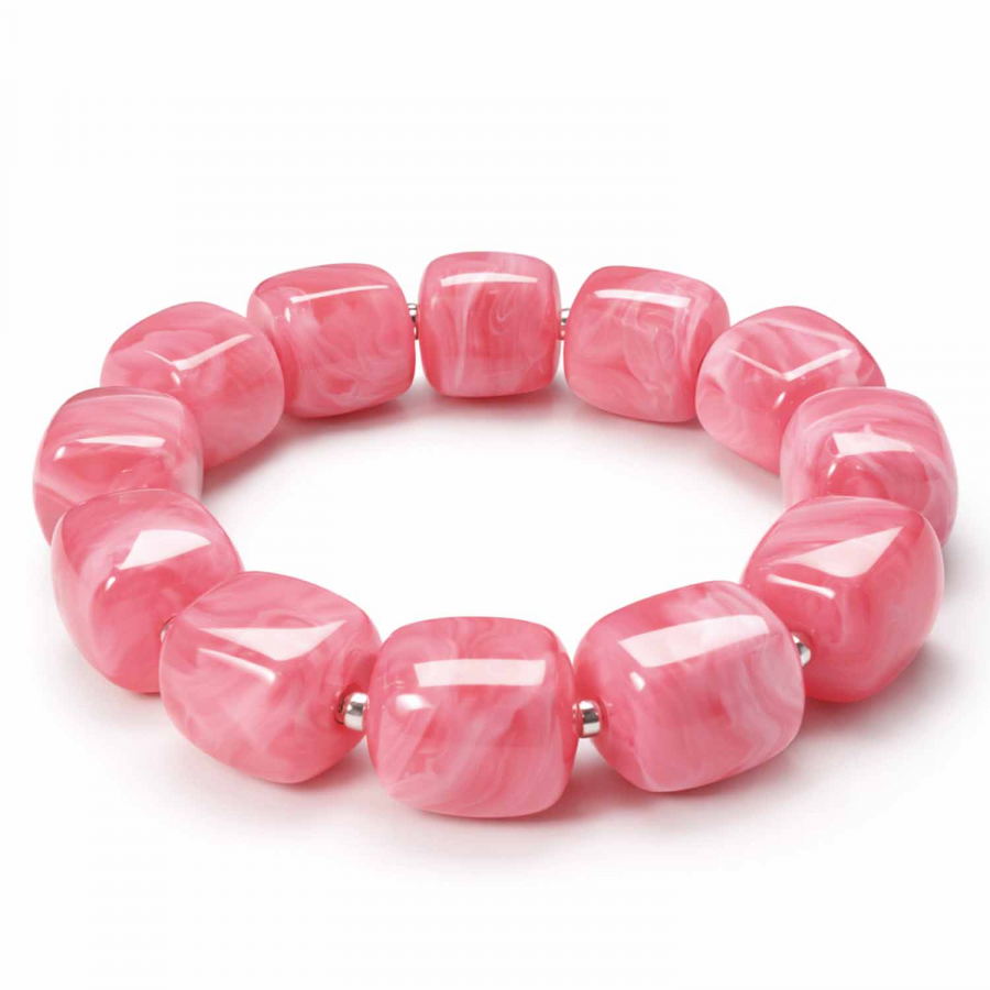 Armband Mora Rosa – Elastisches Armband mit glänzenden Würfelperlen